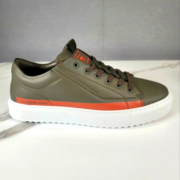G-Star Raw Men's Rocup-II-LGO-M Sneakers Low-Top Shoes Geen/Orange Size 11 - Picture 3 of 12